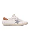 Golden Goose Super-star White Leather Sneakers With Grey Suede Star And Brown Heel In Multi