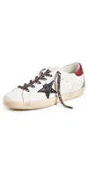 Golden Goose Super Star Nappa Upper Heel And Toe Suede Spur Sneakers White/antracite/red In White/antracite/red