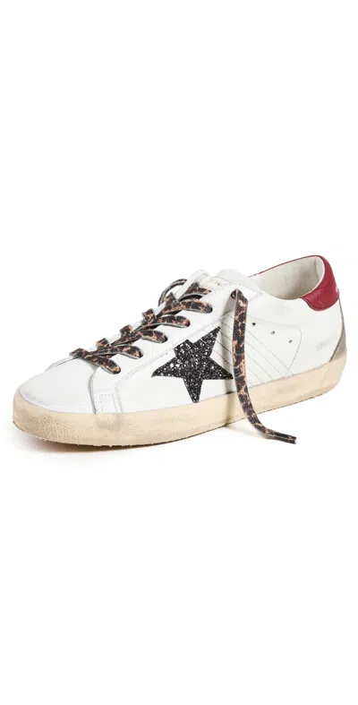 Golden Goose Super Star Nappa Upper Heel And Toe Suede Spur Sneakers White/antracite/red