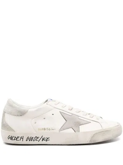 Golden Goose Super-star Nappa Upper Nubuck Star Suede Tongue Heel And Spur Shoes In White