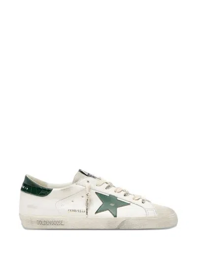 Golden Goose Super Star Nappa Upper Suede Toe And Tongue Leather Star Printed Leather Heel Shoes In White