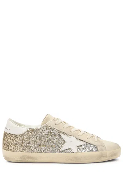 Golden Goose Super-star Panelled Glittered Sneakers In Beige