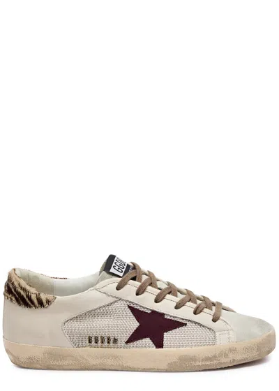 Golden Goose Super-star Panelled Leather Sneakers In White And Red