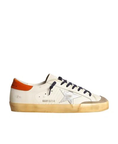 Golden Goose Super-star Penstar With Silver Star And Orange Heel Tab