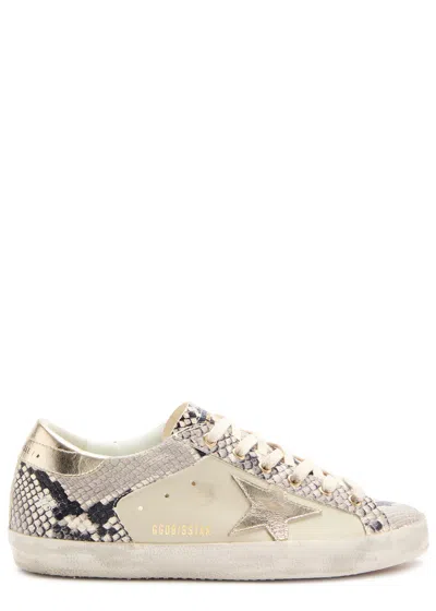 Golden Goose Super-star Python-effect Panelled Leather Sneakers In Beige
