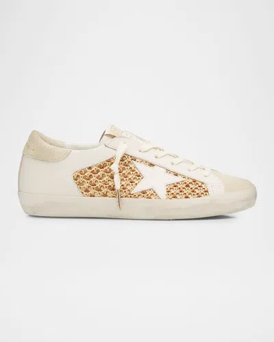 Golden Goose Super-star Raffia Net Leather Low-top Sneakers In Neutral
