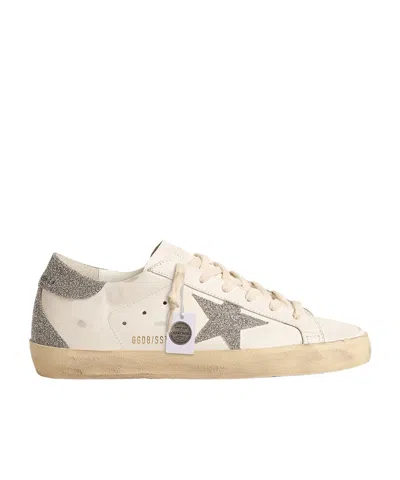 Golden Goose Super-star Round-head Low-cut Sneakers In White_silver