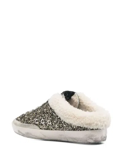 GOLDEN GOOSE GOLDEN GOOSE SUPER-STAR SABOT GLITTER UPPER SUEDE STAR SHEARLING LINING