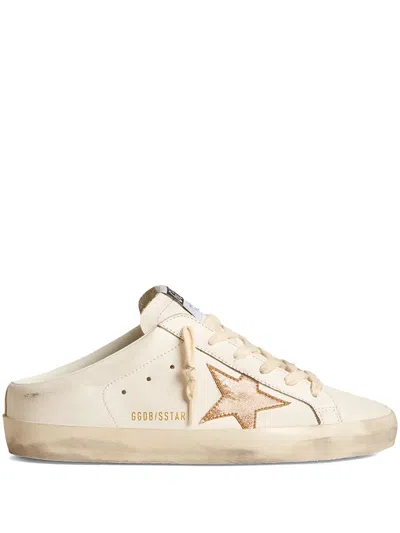 Golden Goose Super-star Sabot Leather Sneakers In White