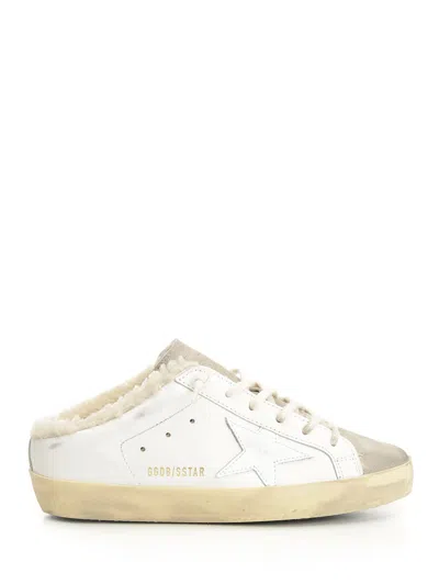 Golden Goose Super-star Sabot Leather Upper Suede Toe Shiny Leather Star Shearling Lining Sneakers White