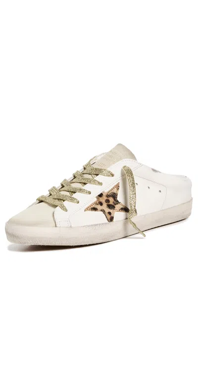 Golden Goose 20mm Super-star Leather Sabot Sneakers In White/leo
