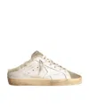 Golden Goose Sneakers Super Star Leather Sabot White And Taupe In Nude