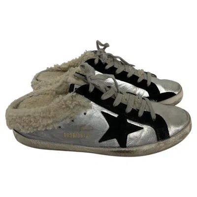 Golden Goose Super-star Sabot Slip-on Sneakers In Silver Leather