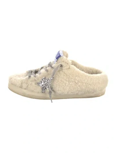 Pre-owned Golden Goose Super Star Shearling Mules In Neutral