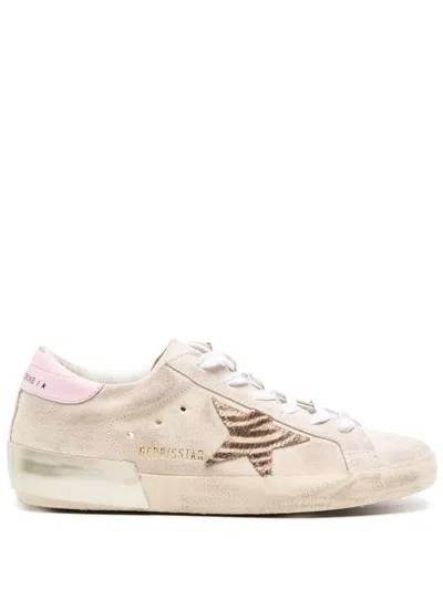 Golden Goose Super Star Shoes In 15551 Seedpearl/butter Brown Zebra/orchid Pink