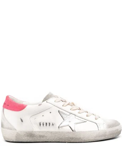 Golden Goose Super Star Shoes In 81490 White/ice/silver/lobster Fluo