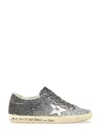 Golden Goose Super-star Classic With List Glitter Upper Toe Tongue And Heel Laminated Star Sneakers Grey In Silver