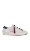 Golden Goose Super-star Distressed Leather-trimmed Metallic Suede Sneakers In Metallic Silver