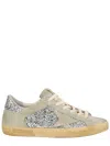 Golden Goose Super-star Suede And Glitter Upper Suede Star Glitter Heel Sneakers Silver In Multi