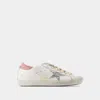 Golden Goose Super Star Leather Upper Glitter Star Cocco Printed Heel Shoes In White