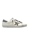 Golden Goose Super-star Sneakers With Lizard Effect Star And Grey Heel Tab In White