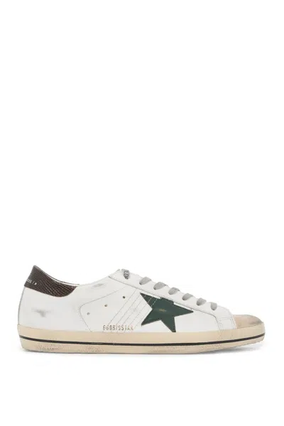 Golden Goose Super-star Distressed Leather And Suede Sneakers In White