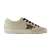 Golden Goose Women Super Star Leather Upper Glitter Toe And Tongue Leather Heel Leopard Horsy Star In Neutral