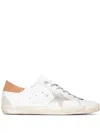 Golden Goose Super-star Sneakers With Ice-gray Suede Star And Light Brown Heel Tab Shoes In Bianco