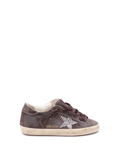 Golden Goose Star Detail Sneakers Featuring Contrast Stitching In Brown