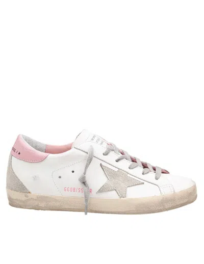 GOLDEN GOOSE GOLDEN GOOSE SUPER STAR SNEAKERS IN WHITE AND PINK LEATHER