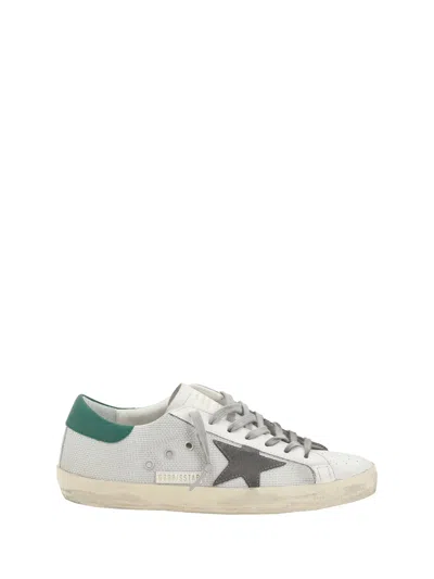 Golden Goose Super-star Sneakers In Light Silver/white/basalto Grey/green