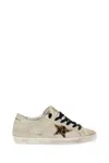 Golden Goose 'superstar' White Low Top Sneakers With Glittered Star Patch And Laminated Heel With Logo Lettering In Multi