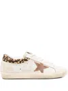 Golden Goose Super-star Sneakers In Suede With Worn Effect And Leopard Print Hairy Cow In White