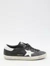 Golden Goose 'super-star' Black Low Top Sneakers With Logo Patch And Suede Details In Leather Man In Multi