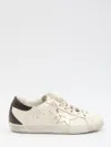 Golden Goose Women 'super-star' White Low Top Sneakers With Embossed Logo And Contrasting Heel In Le In White