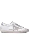 Golden Goose Super-star White And Silver Leather Womans Sneakers In White