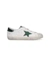 Golden Goose Super-star White Low Top Sneakers With Embossed Logo And Contrasting Heel Tab In Leather Man In White