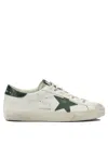 Golden Goose Super-star White Low Top Sneakers With Embossed Logo And Contrasting Heel Tab In Leather Man In Multi