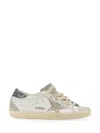 Golden Goose Super-star Glitter-heel Leather Sneakers In White