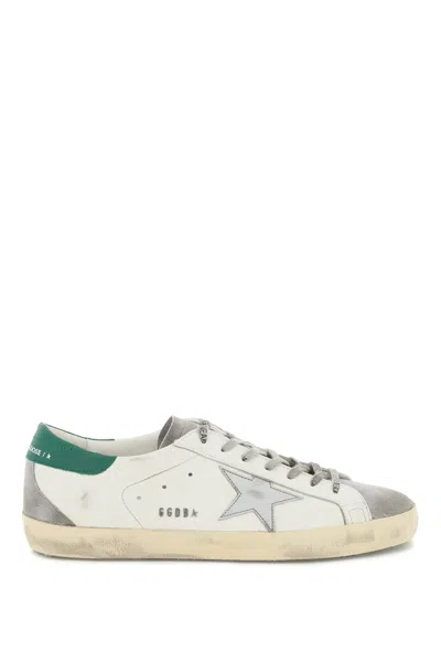 Golden Goose Super-star Trainers In White Grey Silver Green (white)