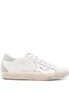 Golden Goose Super-star Leather Sneakers In White/platinum/grey