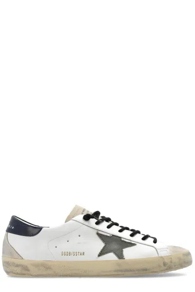 Golden Goose Super Star Trainers In White/seedpearl/green/blue