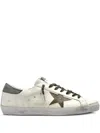 Golden Goose Super-star Sneakers With Lizard Effect Star And Grey Heel Tab In White