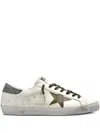 Golden Goose Super-star Sneakers With Lizard Effect Star And Grey Heel Tab In White