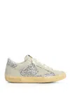 Golden Goose Super-star Suede And Glitter Upper Suede Star Glitter Heel Sneakers Silver In Neutral