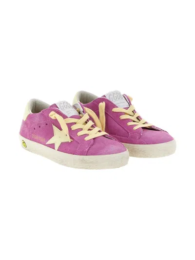 Golden Goose Kids' Super-star Suede Lace-up Sneakers In Pink
