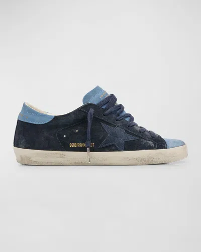 Golden Goose Super Star Suede Low-top Sneakers In Dark Bluelight Blue