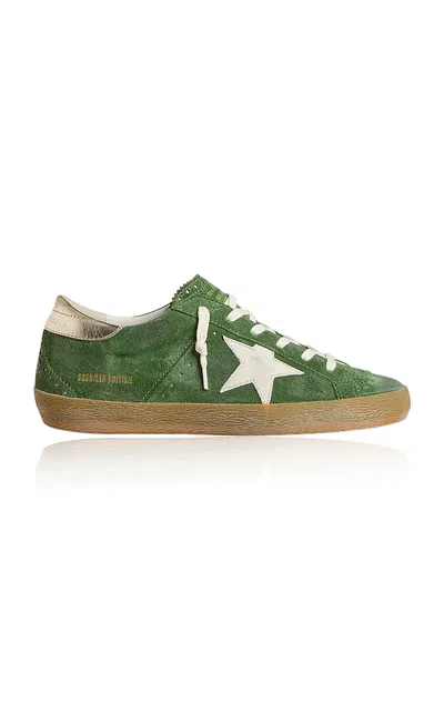 Golden Goose Super Star Suede Trainer In Green