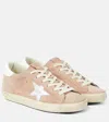 Golden Goose Superstar Suede Embroidered Low-top Sneakers In Pink