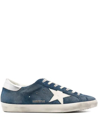 Golden Goose Super-star Suede Upper And Toe Foam In Blue